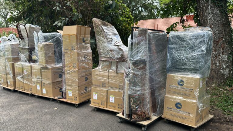 Items for moving wrapped with packing tape