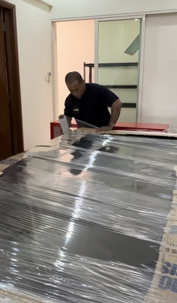 shin movers wrapping pool table