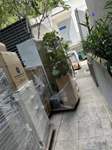 Shin Movers items lined up ready to load